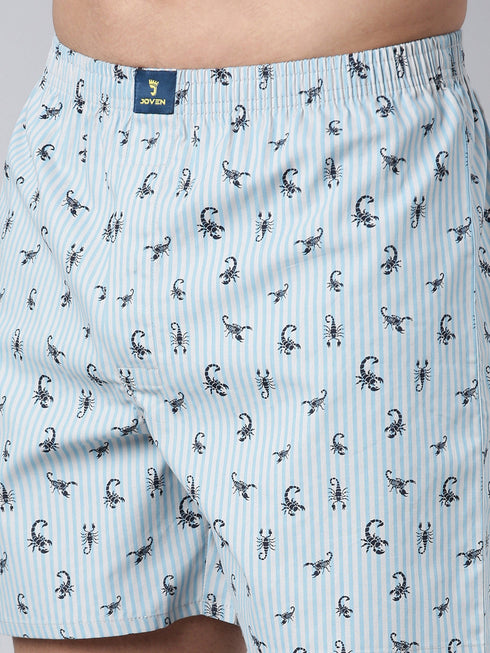Blue Printed Pure Cotton Boxer